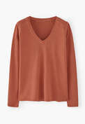 V-neck top, Terracotta red, webstill