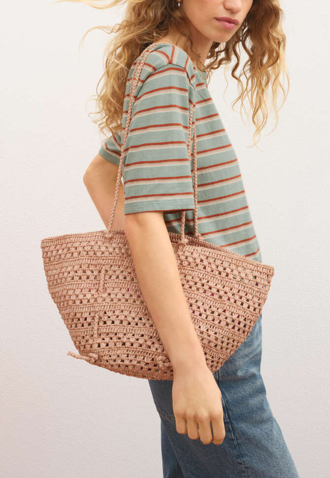Woven shoulder-bag, Powder pink, completeTheLook