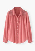 Shirring-detail shirt, Blush pink, webstill