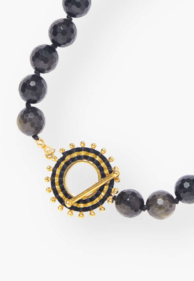 Beaded necklace, Gold black, completeTheLook