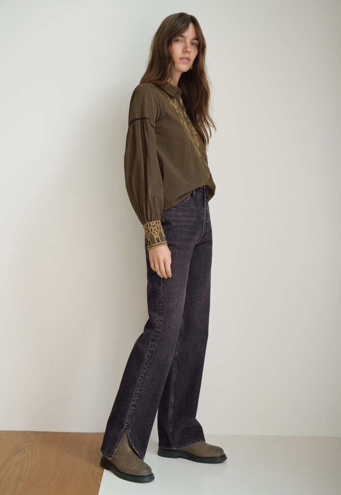 Split-hem jeans, Washed black, completeTheLook