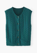 Basket-stitch sleeveless sweater, Teal, webstill