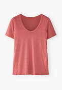 Scoop-neck T-shirt, Coral red, webstill