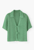 Tie-front sweater, Mantis green, webstill
