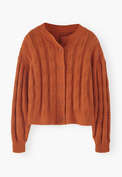 Cable-knit cardigan, Red orange, webstill