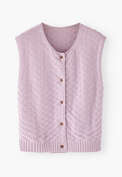 Basket-stitch sleeveless sweater, Pink lilac, webstill