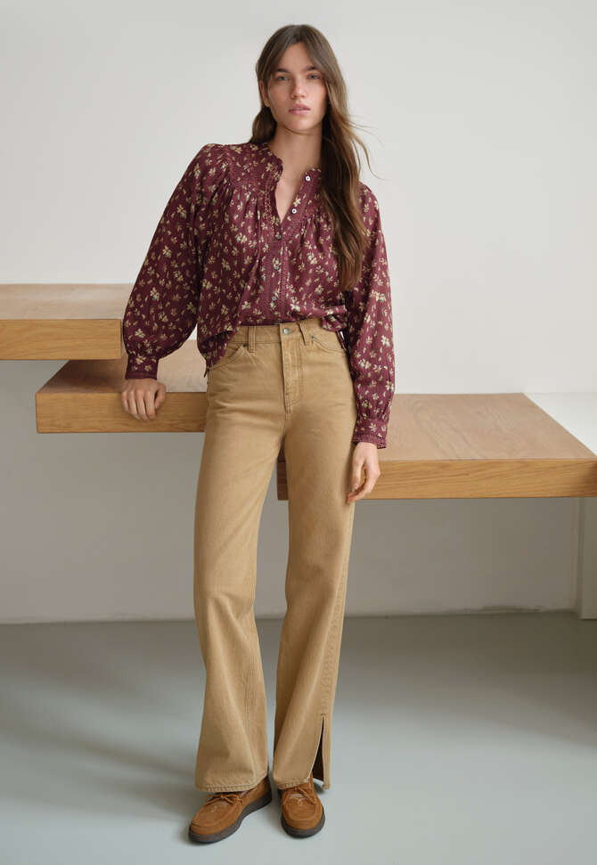 Split-hem jeans, Caramel brown, completeTheLook