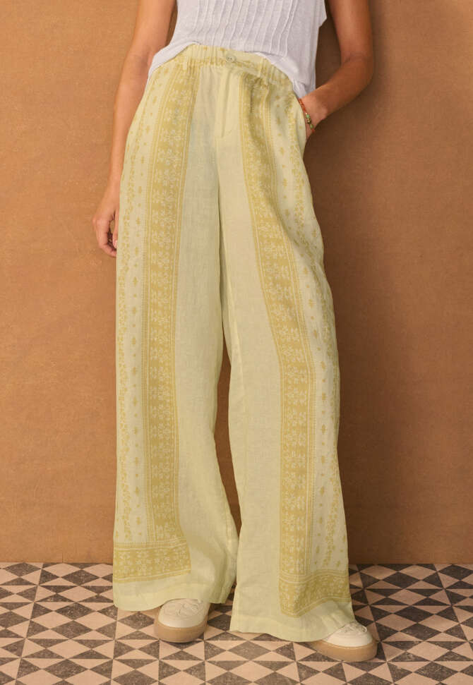 Printed trousers, Pale lemon, completeTheLook