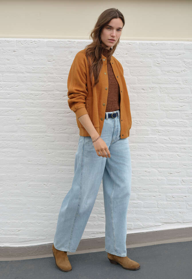 Pointelle-stitch sweater, Chocolate, completeTheLook