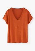 V-neck jersey T-shirt, Flame orange, webstill