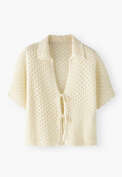 Tie-front sweater, Ivory, webstill