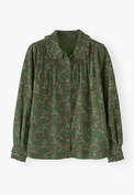 Printed pleated cord blouse, Moss green, webstill