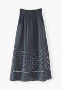 Broderie A-line skirt, Washed indigo, webstill