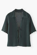 Tie-front sweater, Dark pine, webstill