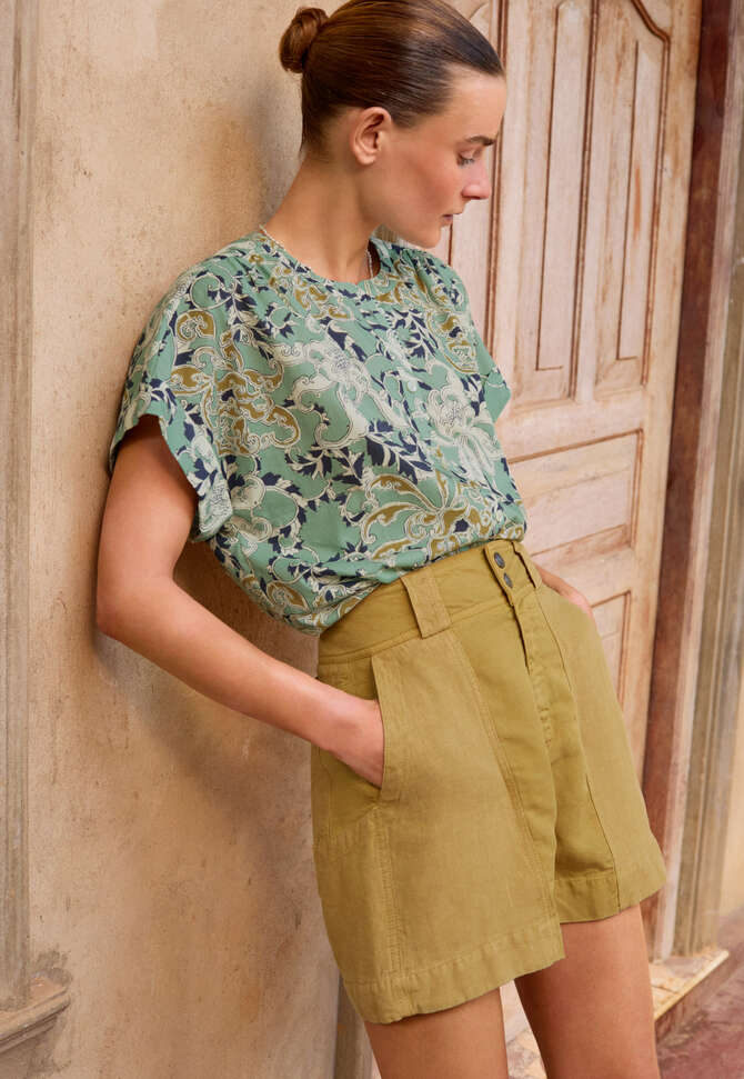 Printed blouse, Seafoam ochre, completeTheLook