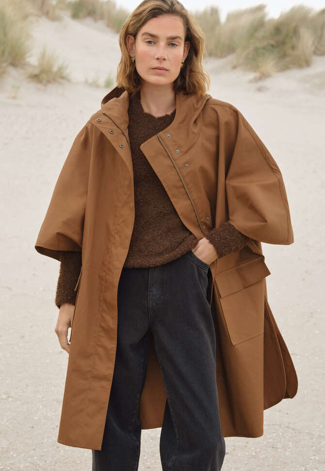 Boucl&eacute; round-neck sweater, Dark chocolate, completeTheLook