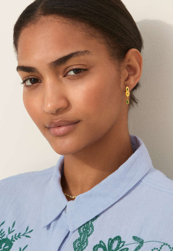 Jewel earrings, Gold emerald, completeTheLook