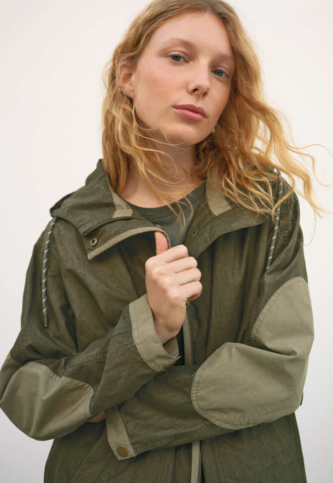 Panelled rain parka, Dark khaki, completeTheLook