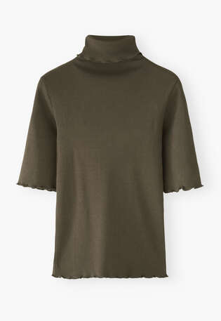 Ribbed roll-neck top, Dark forest, webstill
