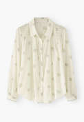 Shirring-detail shirt, Ecru sage, webstill
