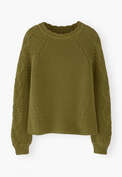 Cable-sleeve sweater, Dark lime, webstill