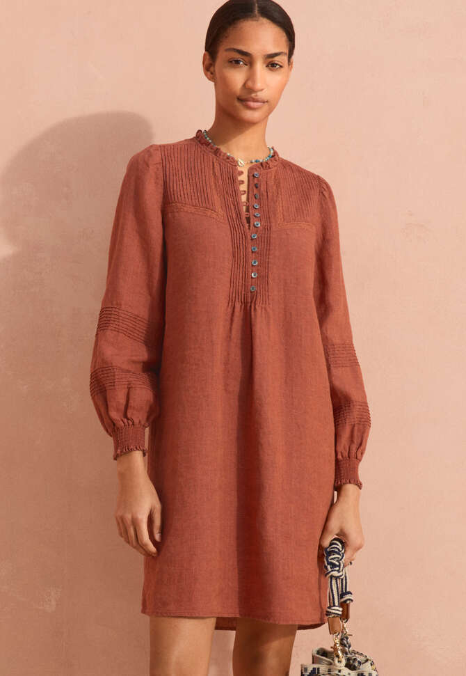 Pintuck dress, Fig copper, completeTheLook