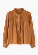 Lace pintuck blouse, Tan brown, webstill