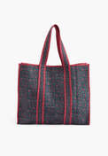 Printed quilted bag, Raspberry petrol, webstill