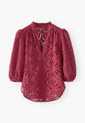 Broderie anglaise blouse, Deep raspberry, webstill