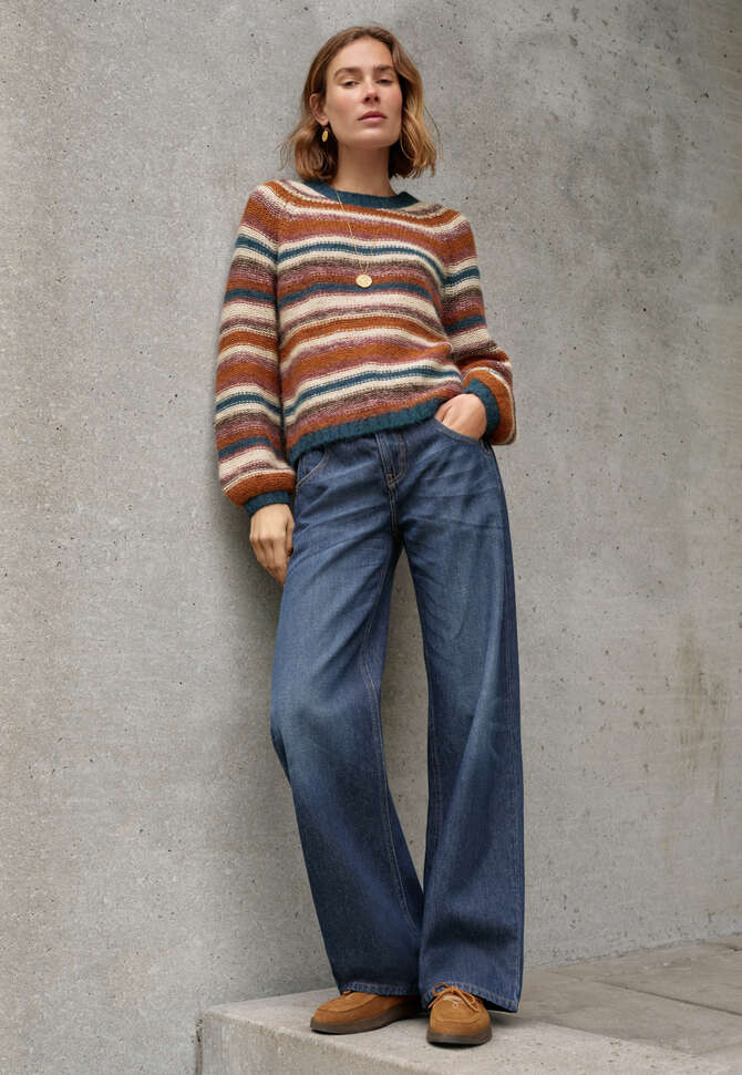 Reverse-striped sweater, Sunset multi, completeTheLook