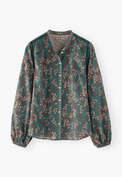 Printed blouse, Teal rose, webstill