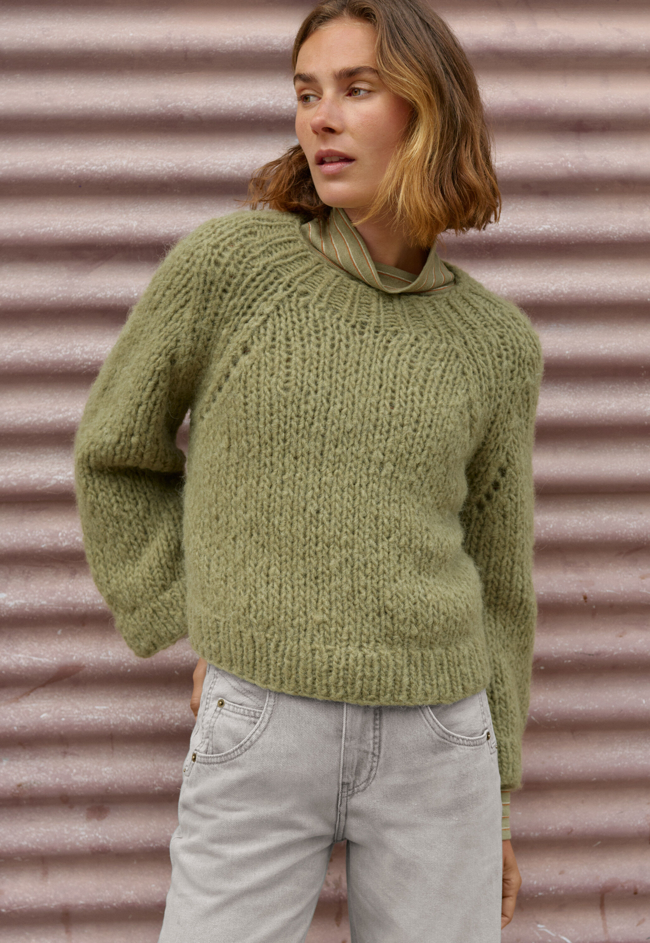 Reverse-striped sweater