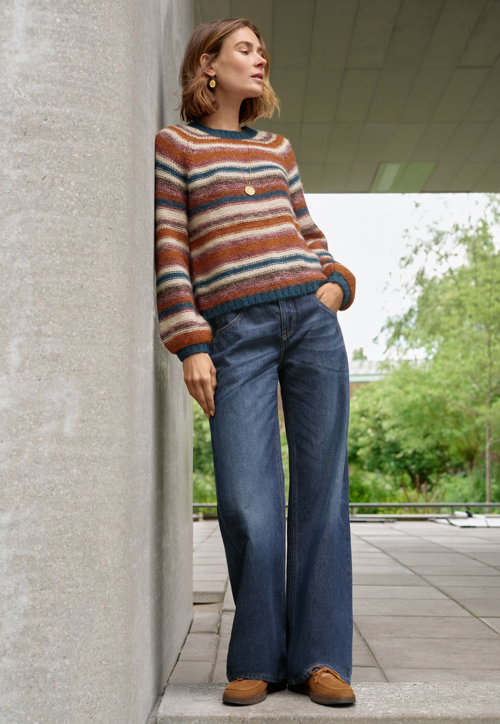 Reverse-striped sweater