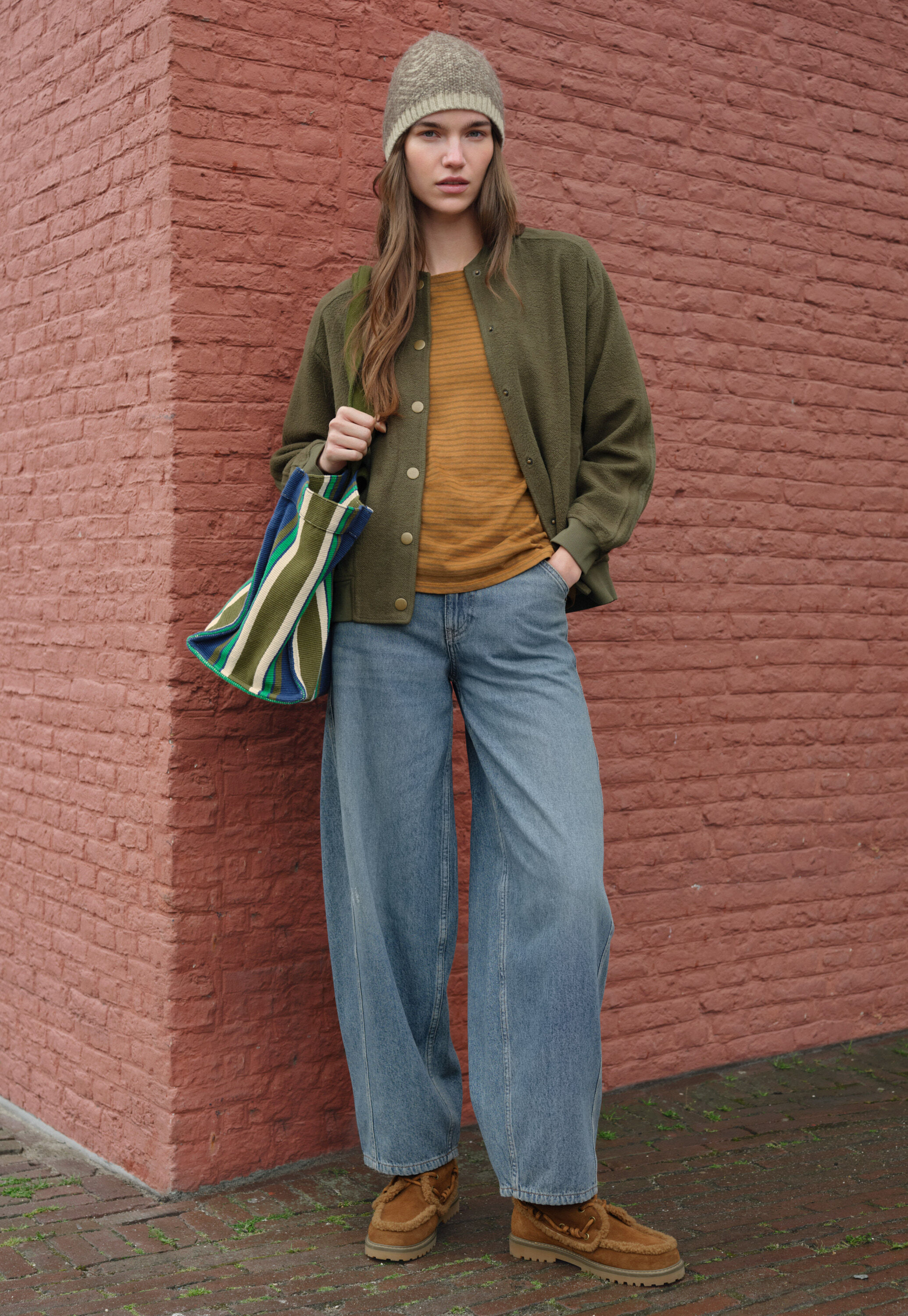 Striped T-shirt, Sepia, large