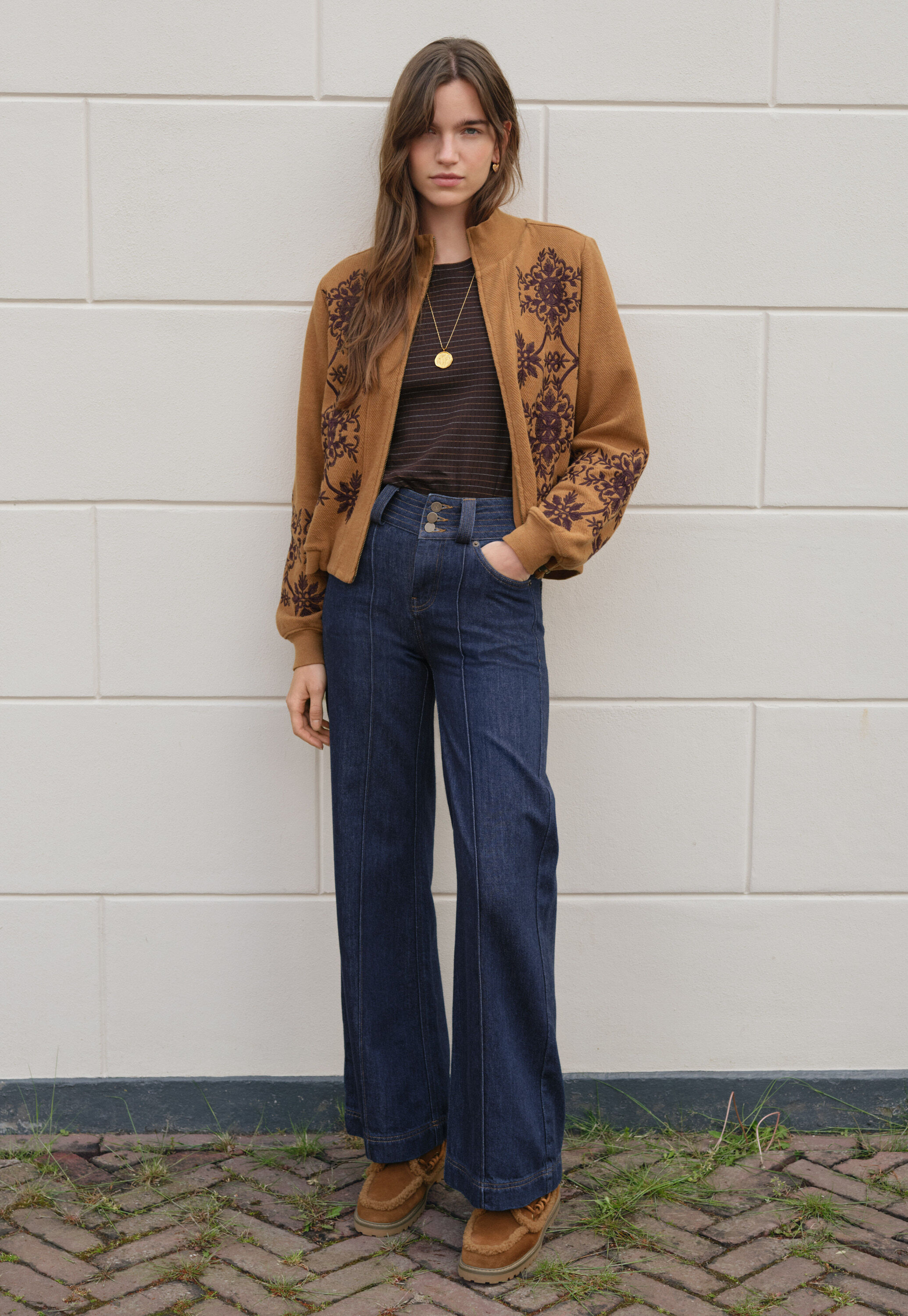 Embroidered jersey jacket, Ginger, large