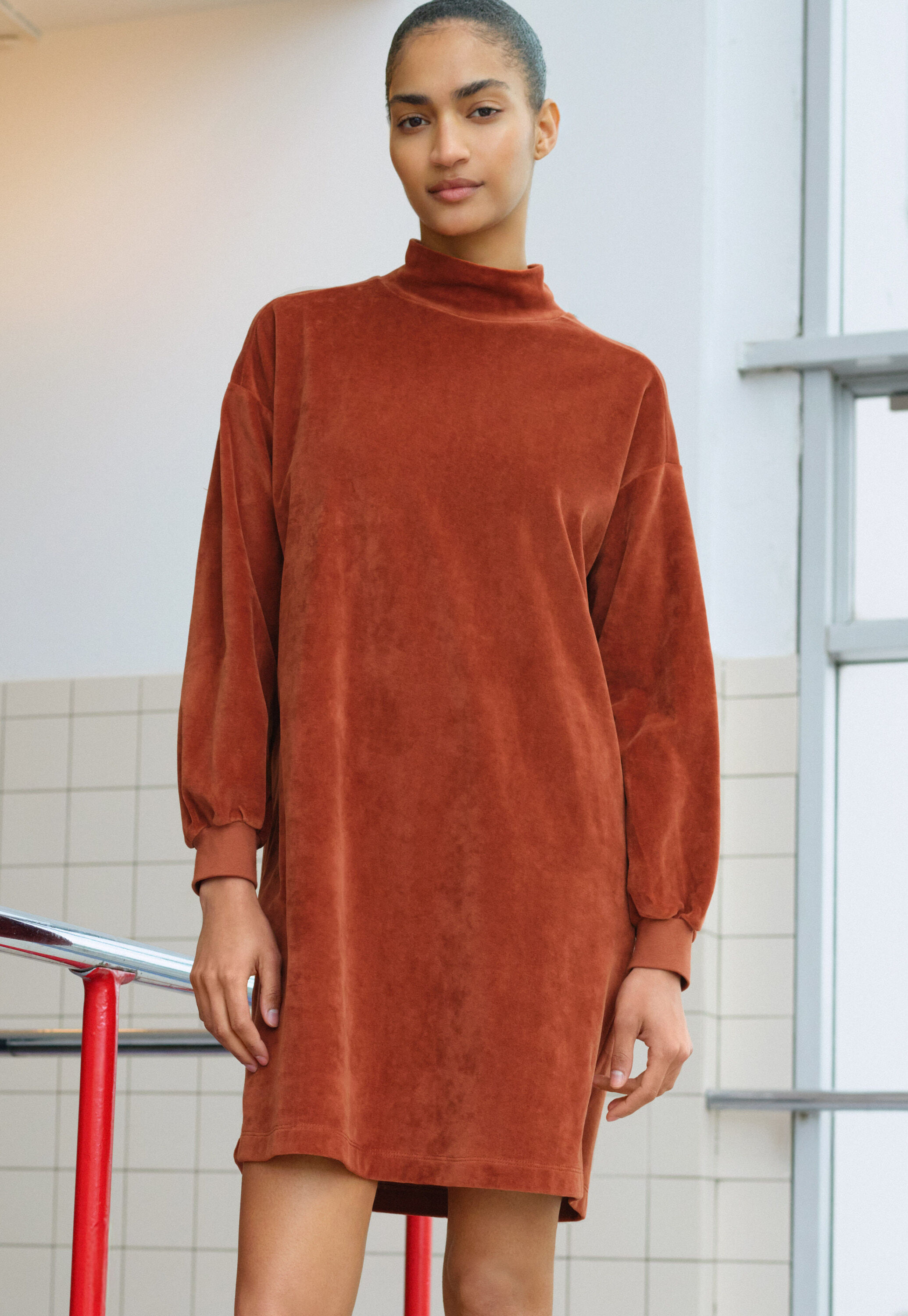 Jersey sweatshirt dress, Chilli, large