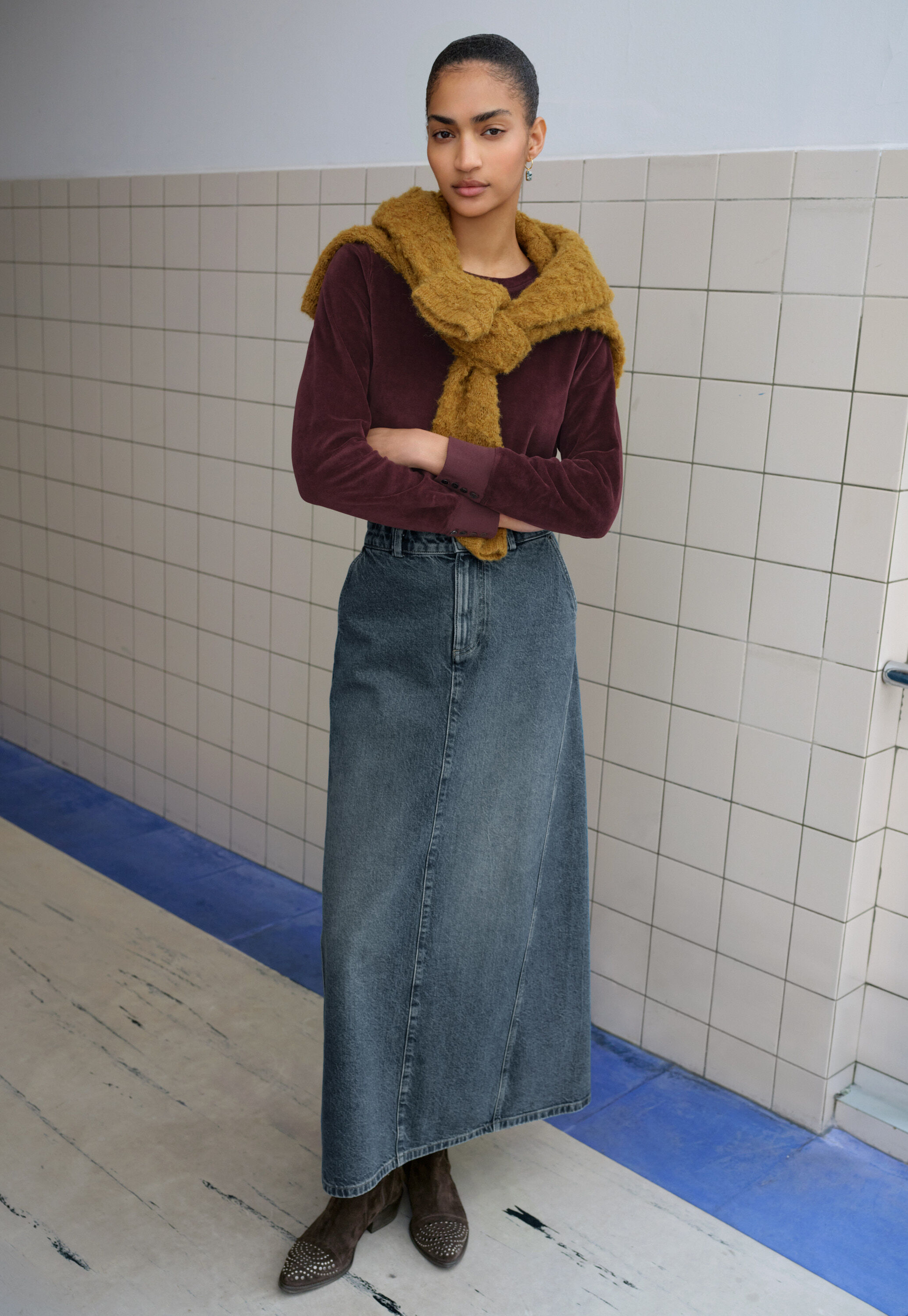 Velour top, Dark aubergine, large