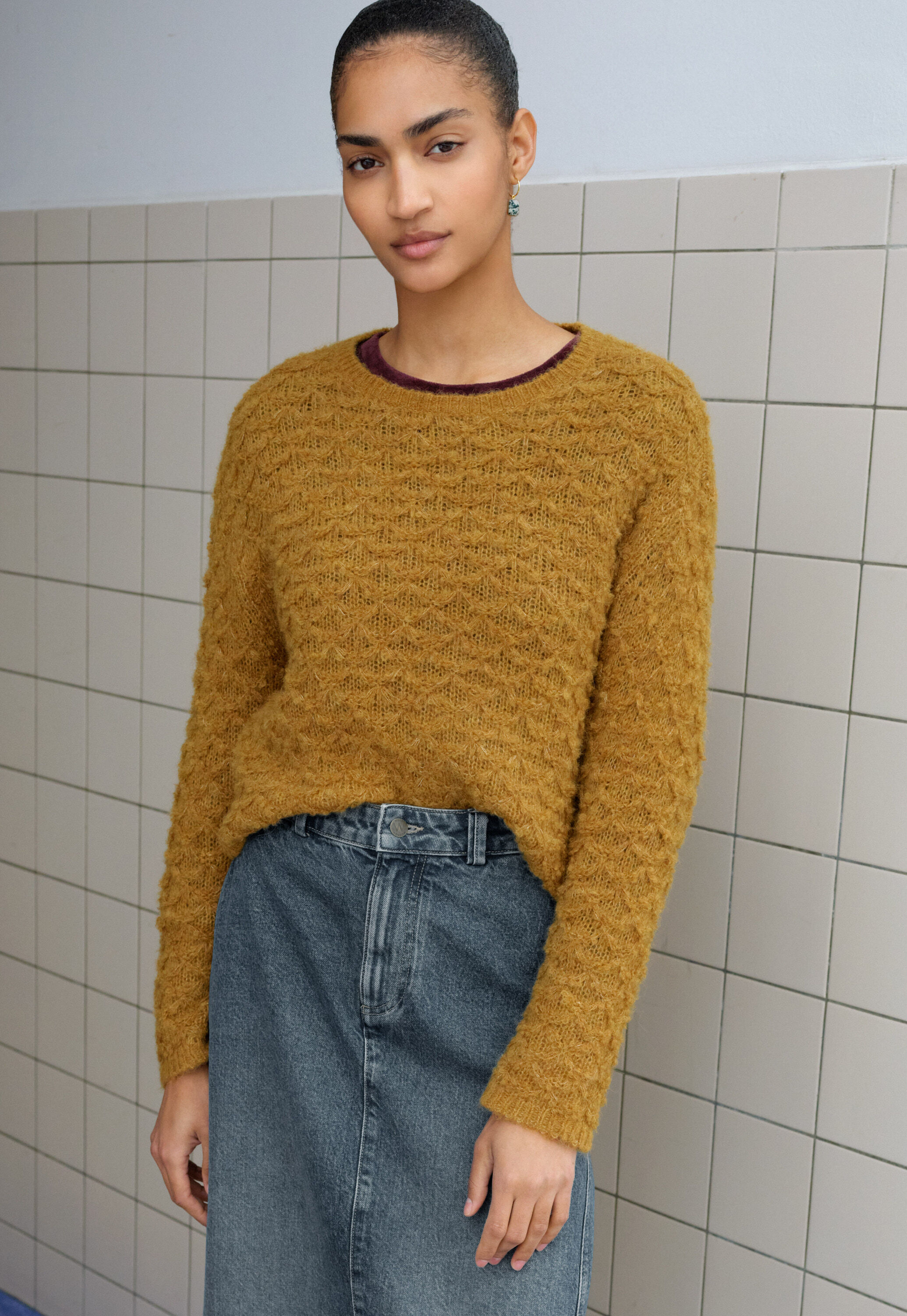 Reverse-striped sweater