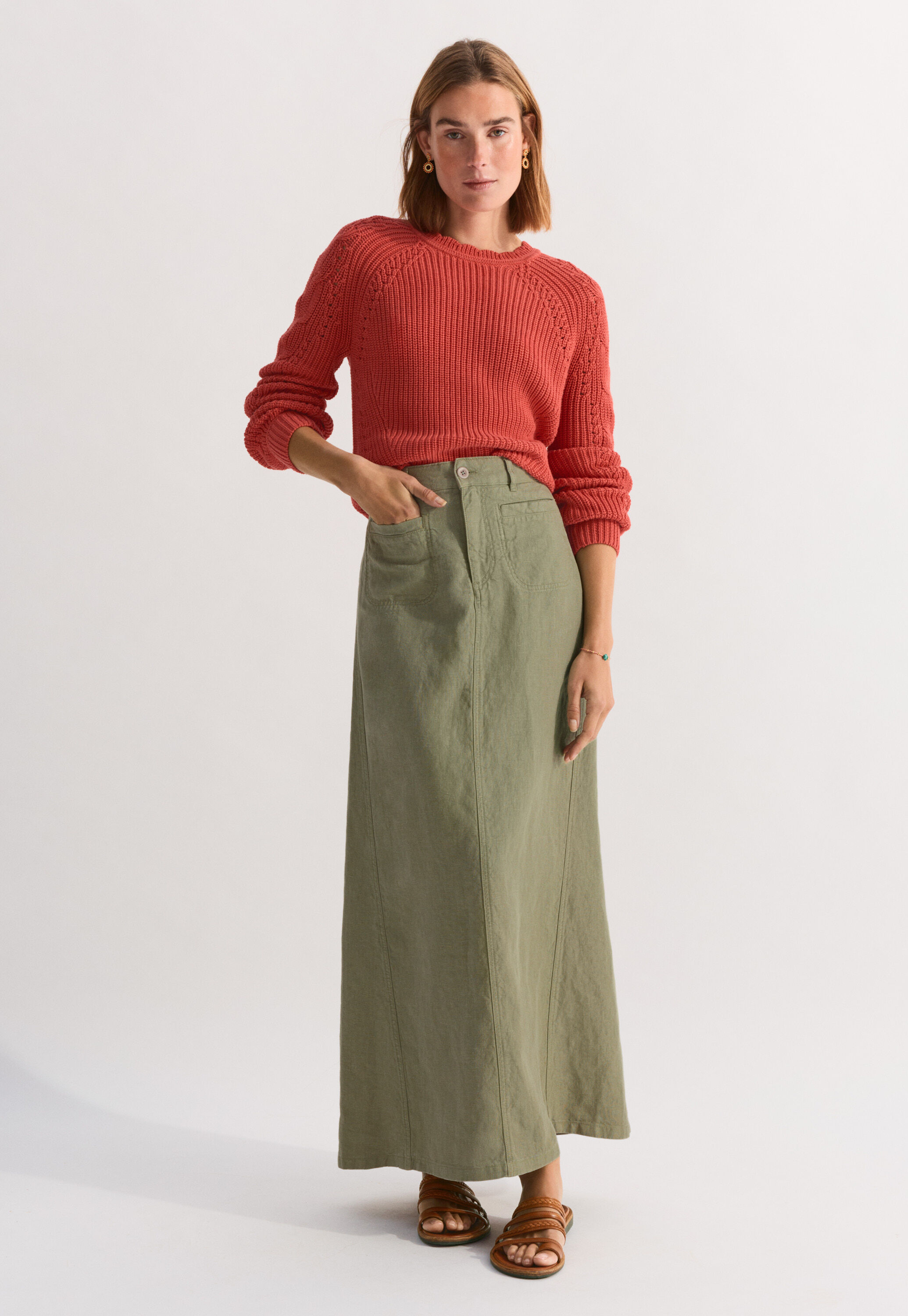 Cable-sleeve sweater