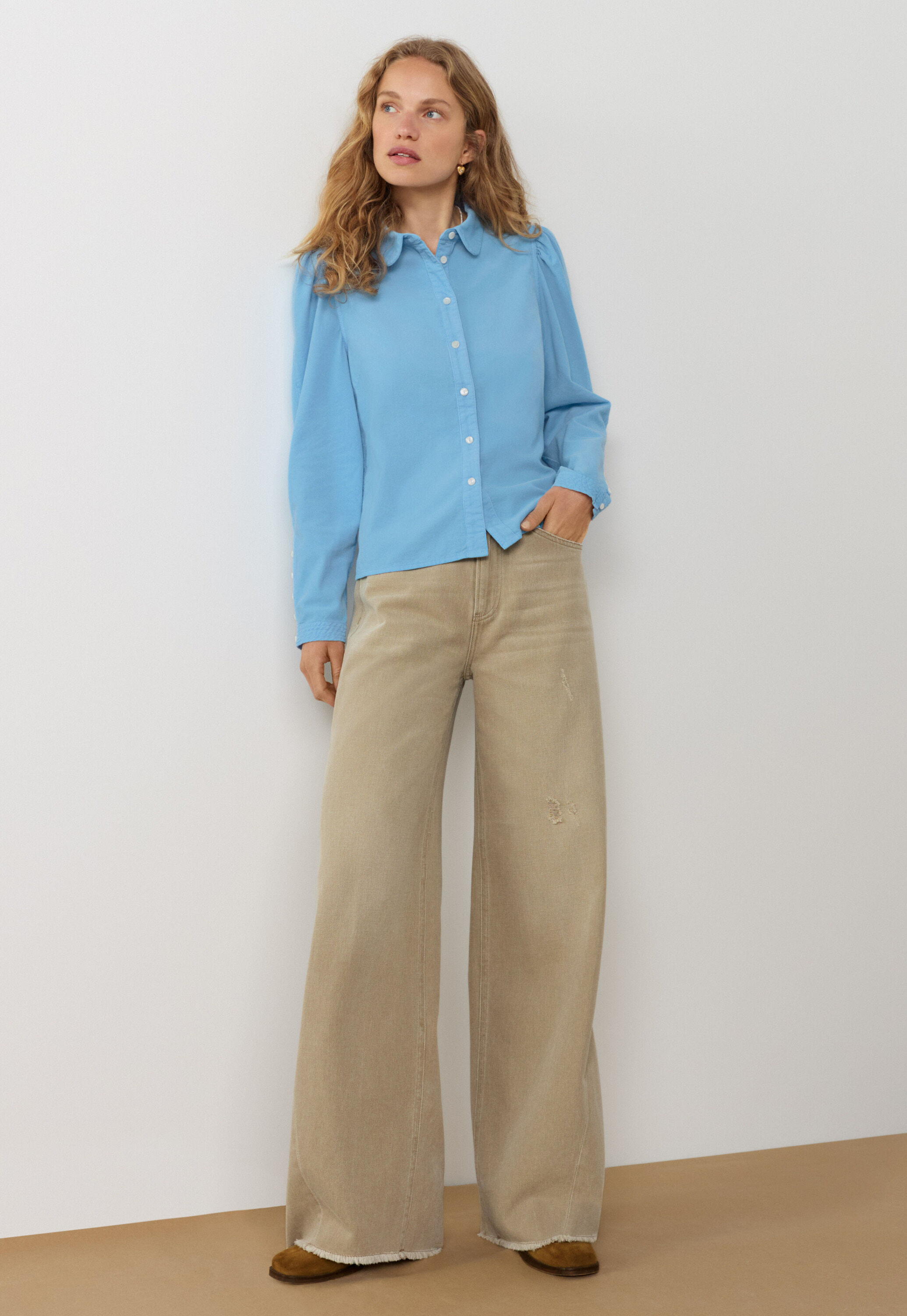 Button-through cord blouse
