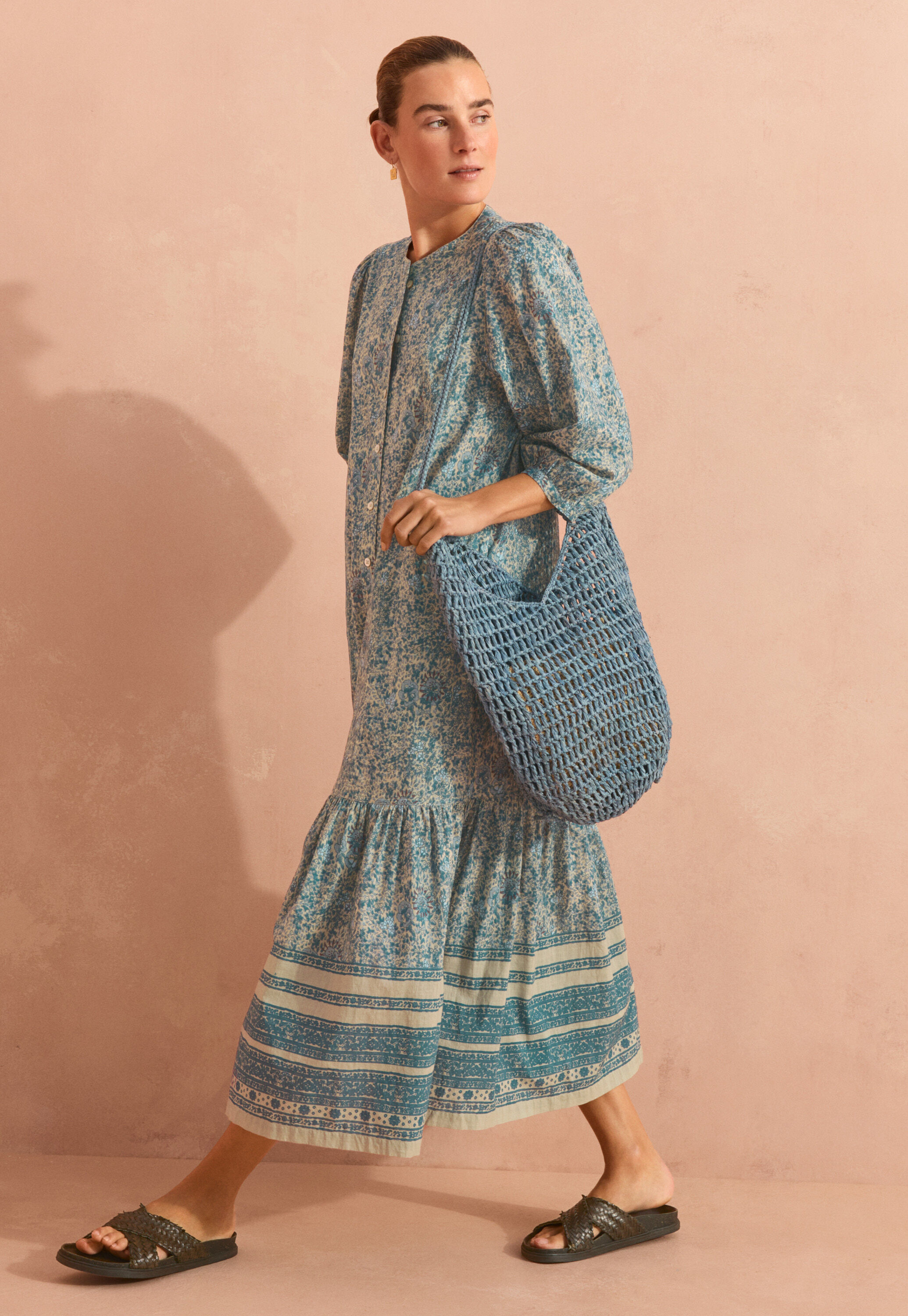 Boho border-placement dress