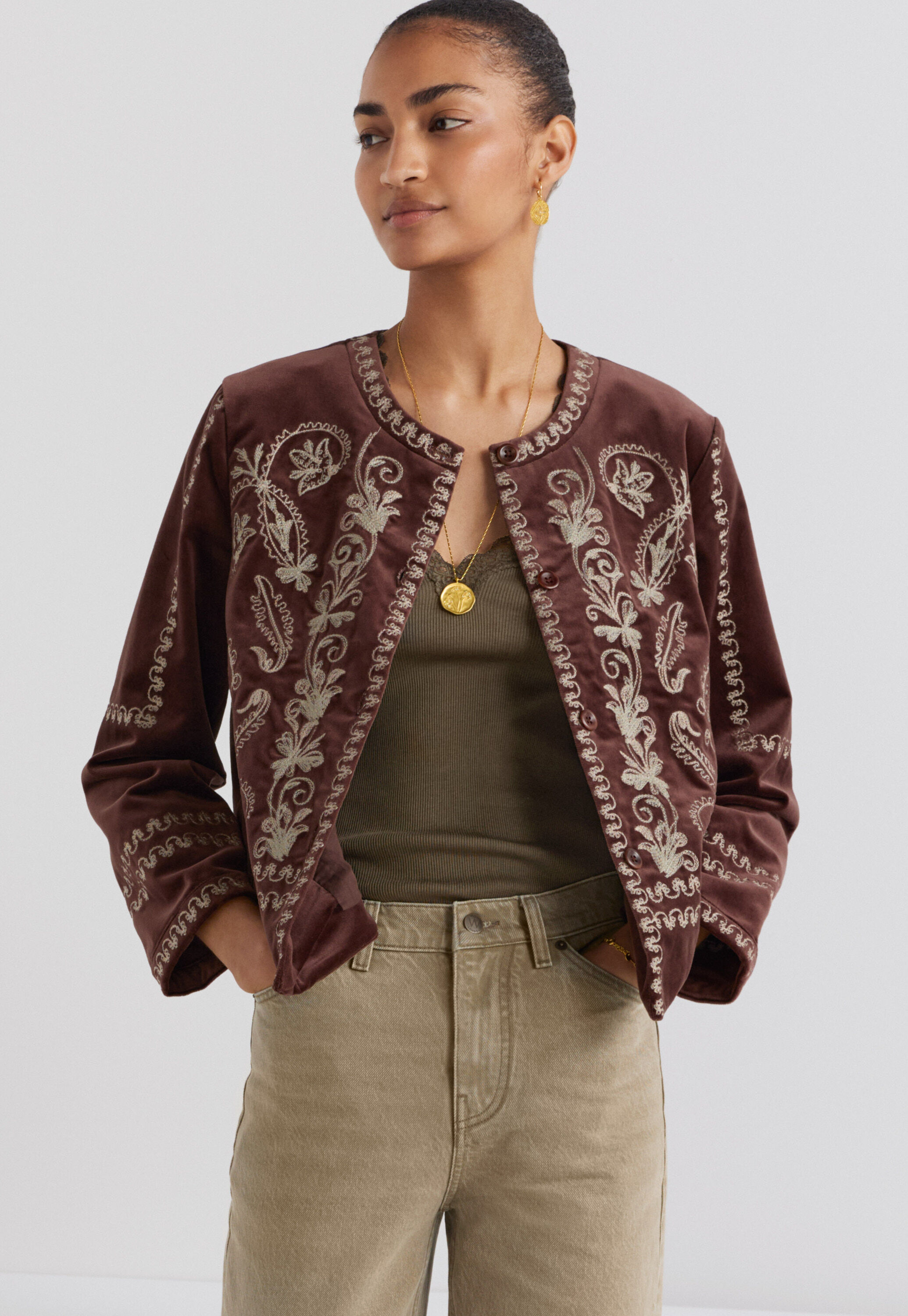Tie-front cord top