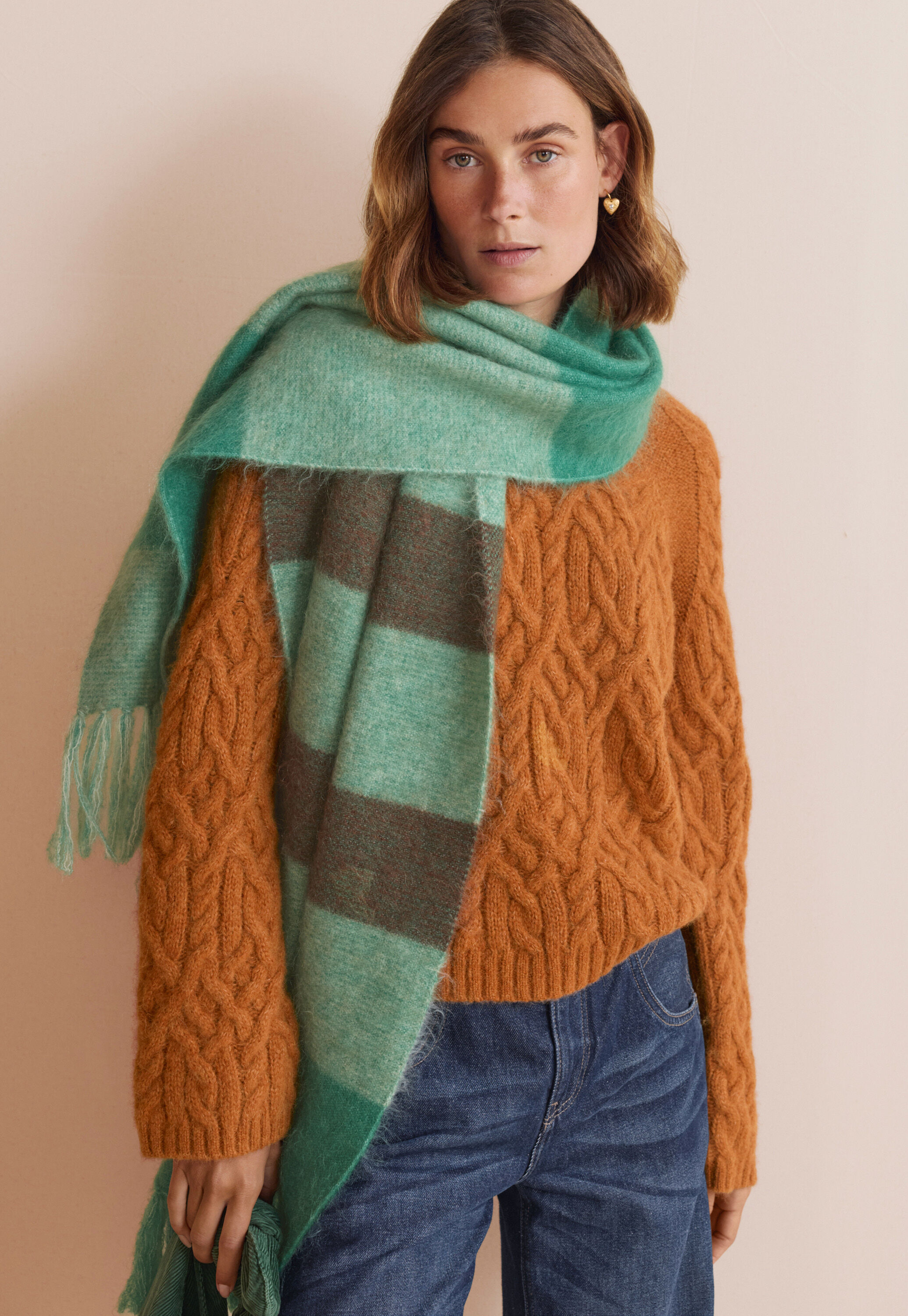 Cable-stitch sweater, Marmalade, large