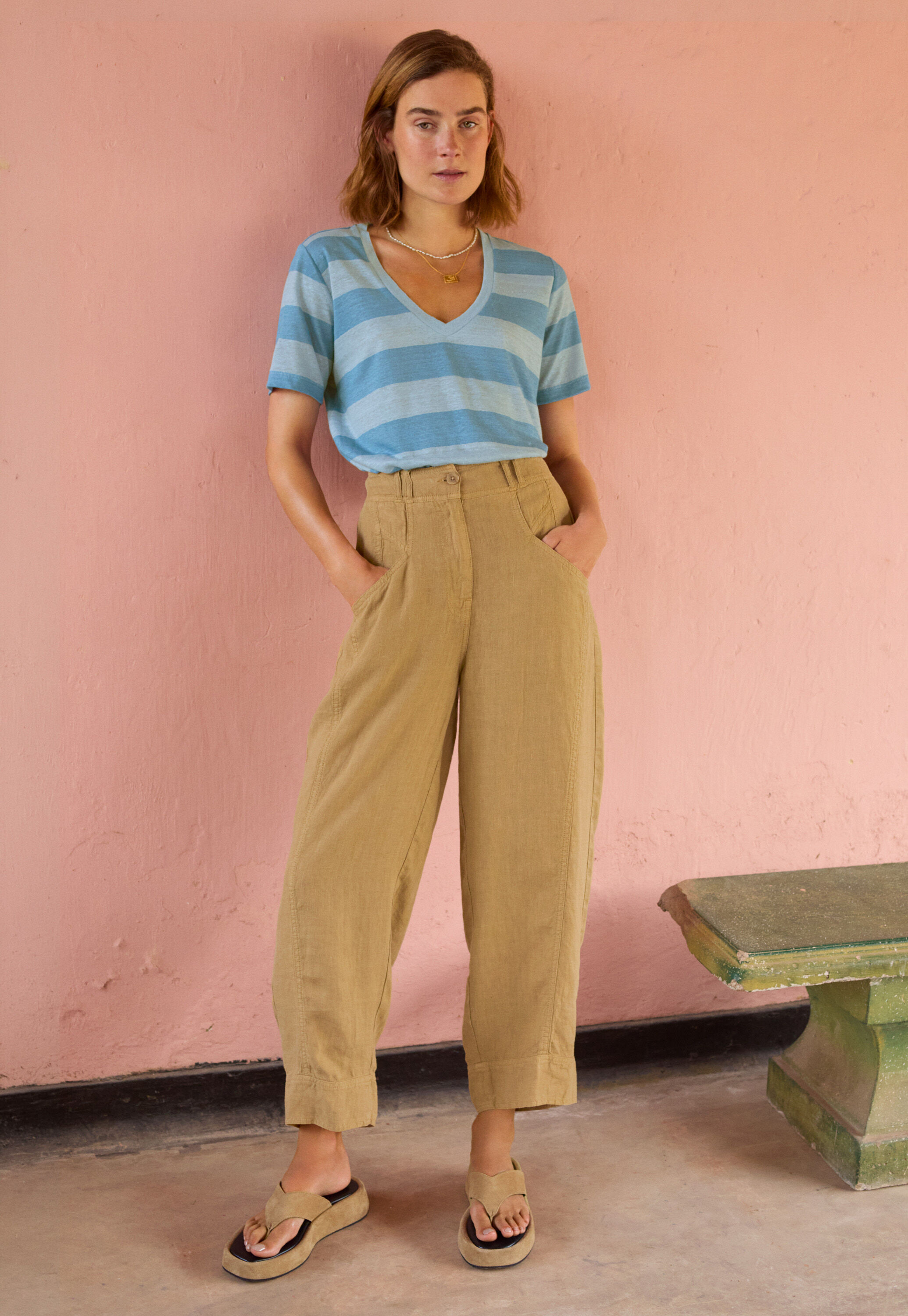 Wide-leg cord trousers