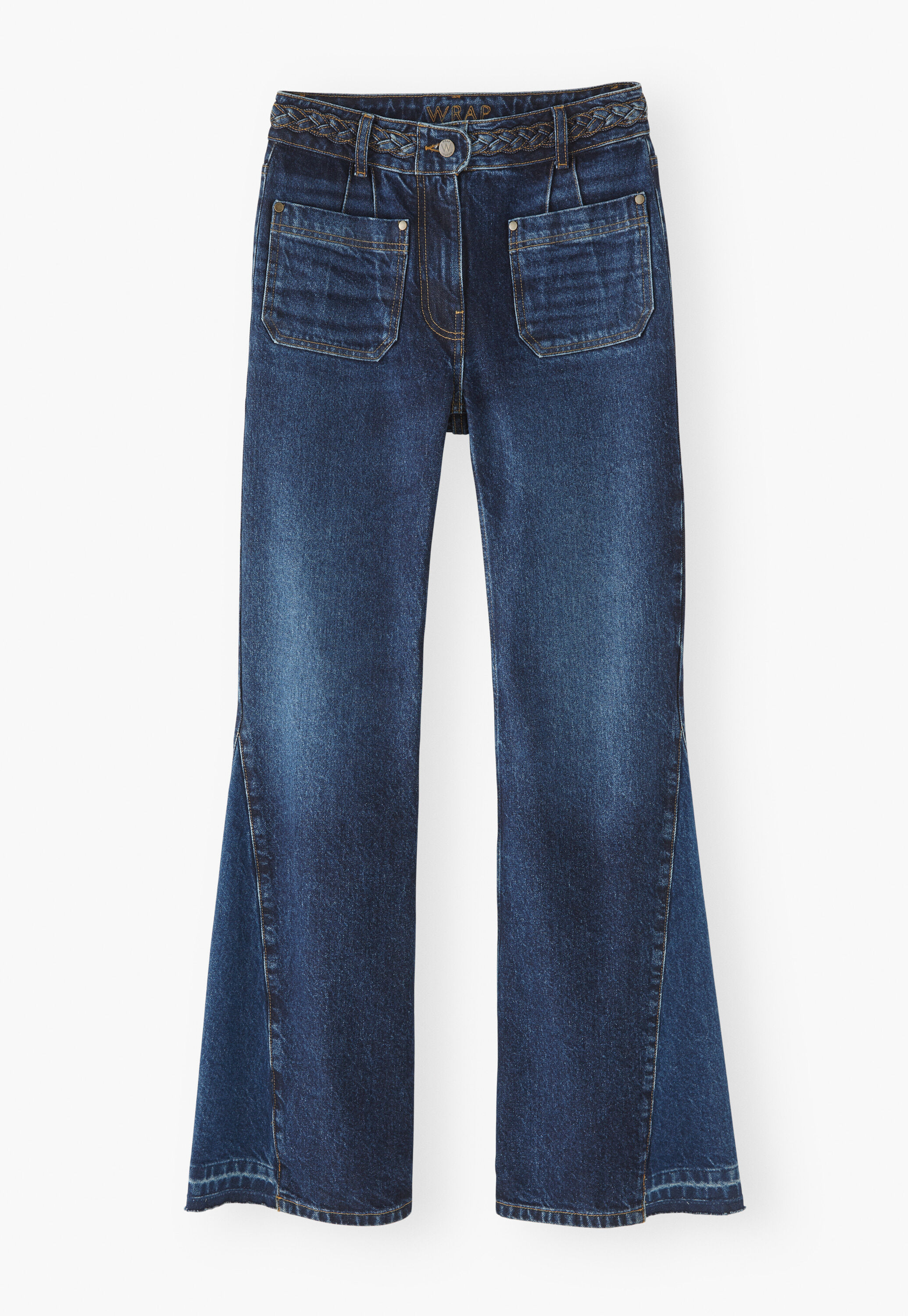 Mixed-wash flared jeans