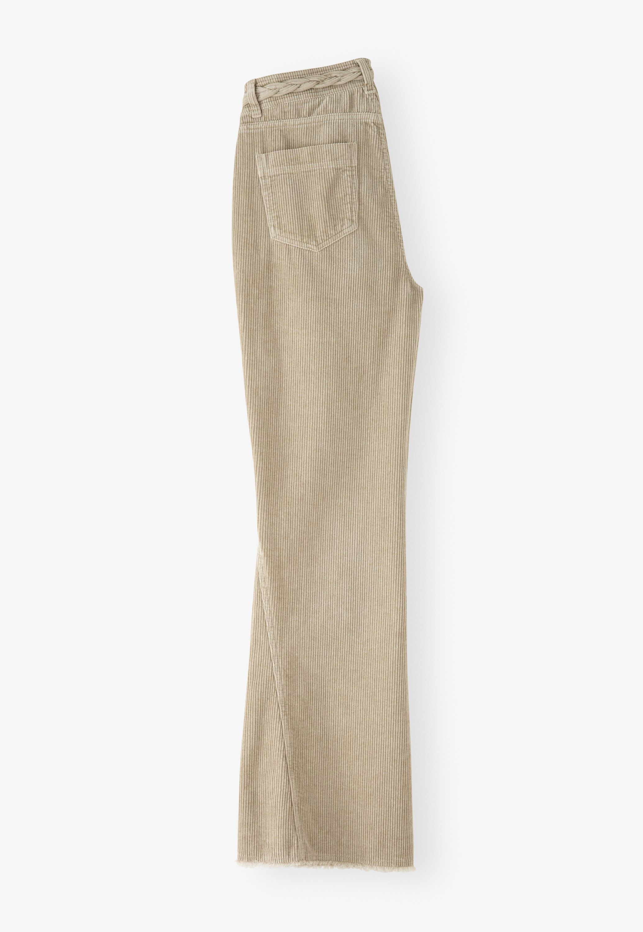Plait-detail cord trousers, Fawn, large