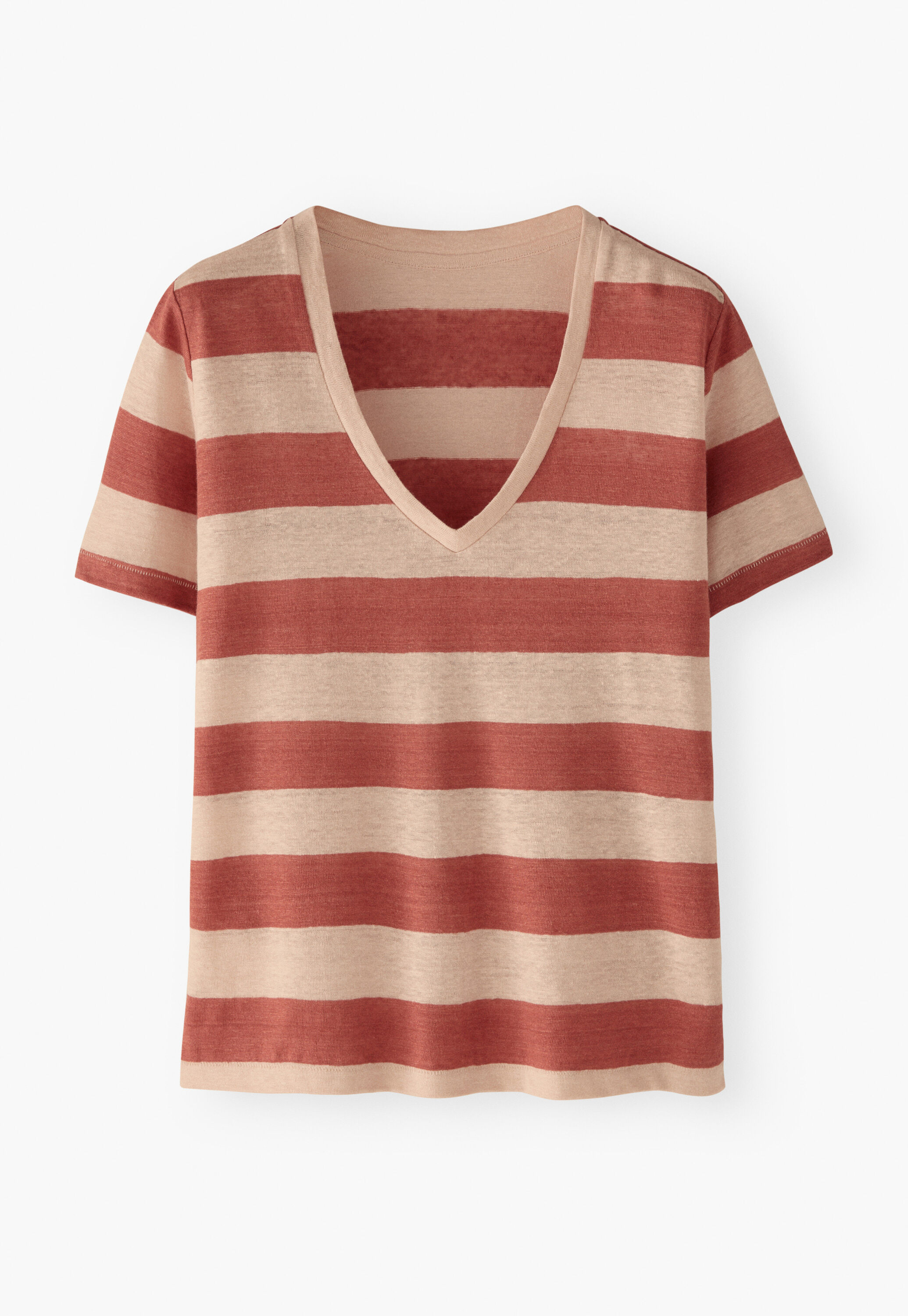 Striped v-neck T-shirt