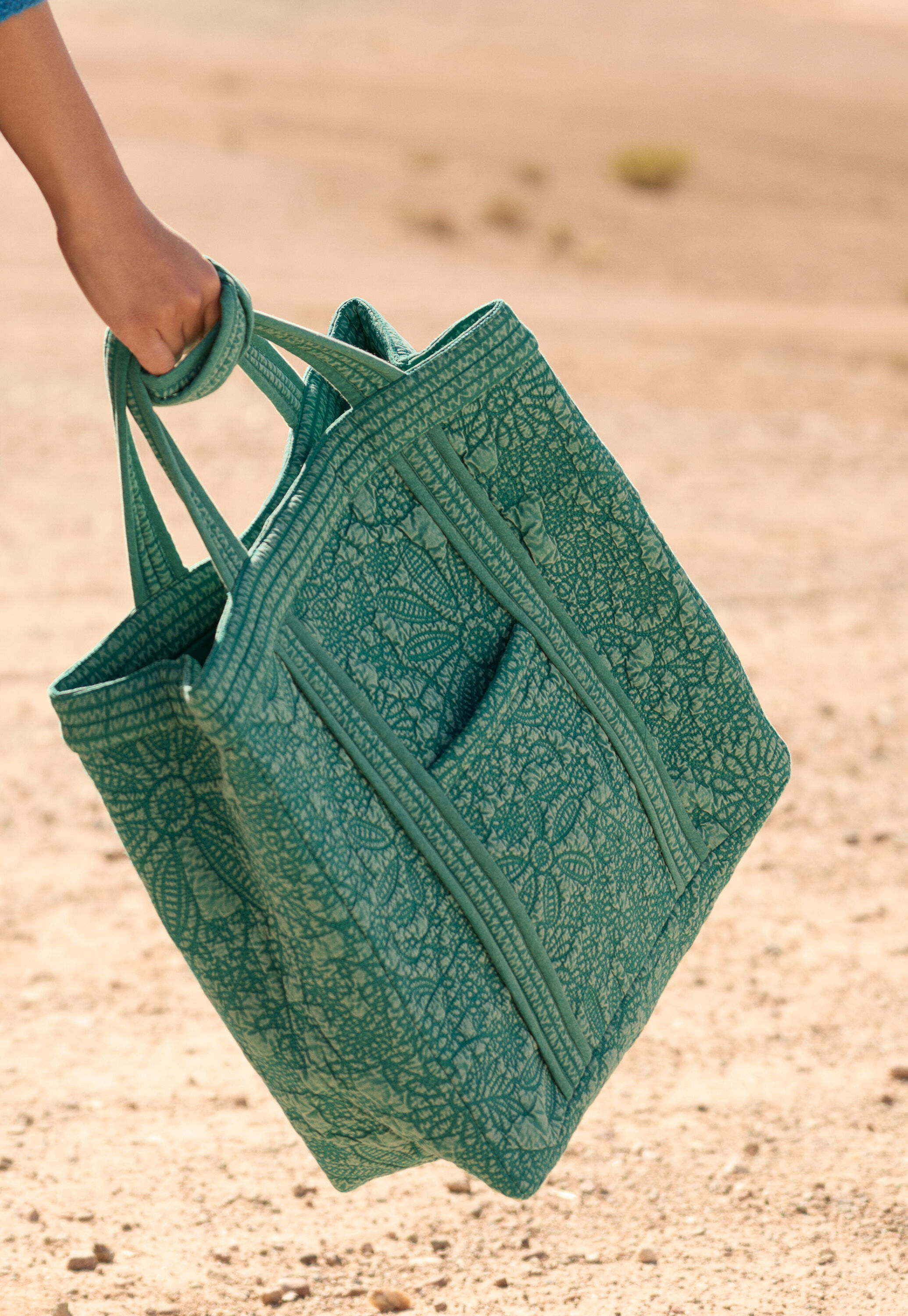 Embroidered quilted bag, Jade, large