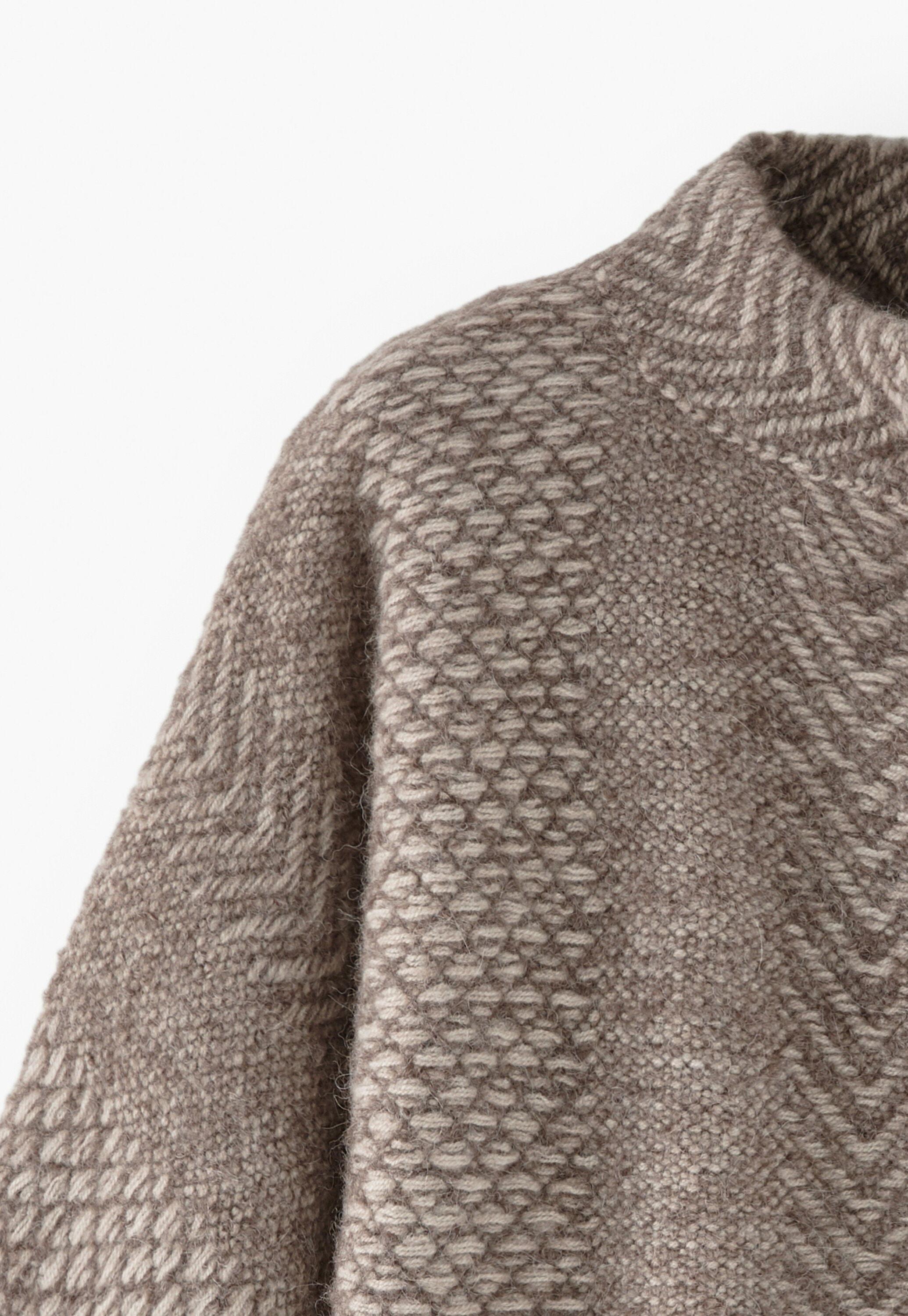 Herringbone-stitch poncho, Grey mink, large