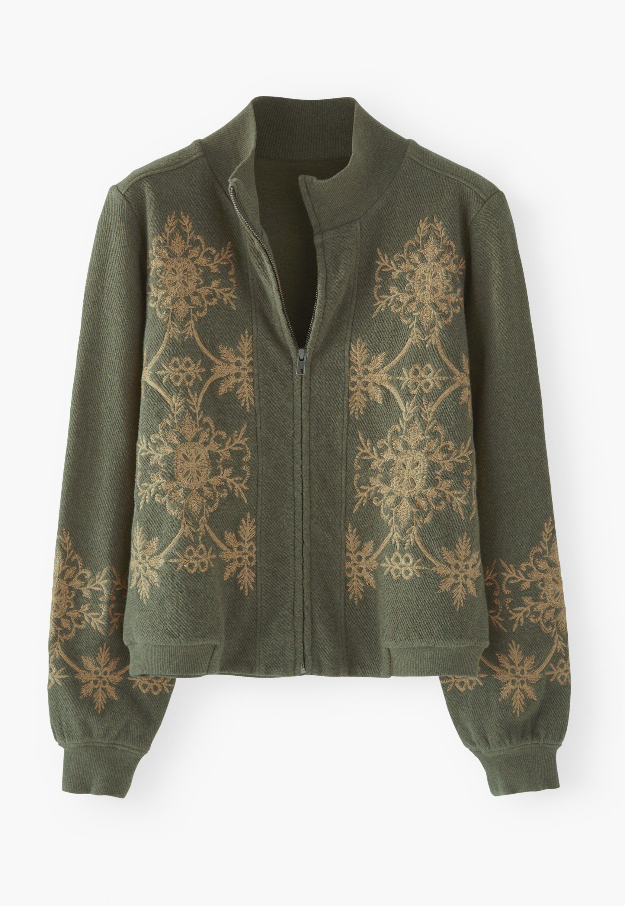 Embroidered jersey jacket, Dark green, large